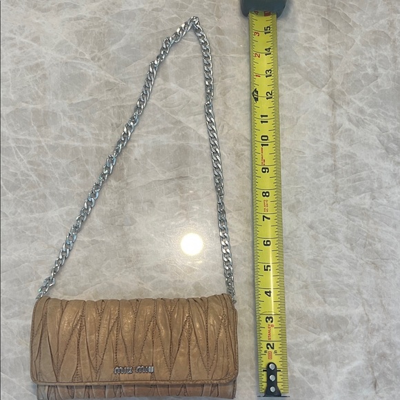 Miu Miu Tan Matelasse Wallet in Chain GUC - Picture 13 of 17